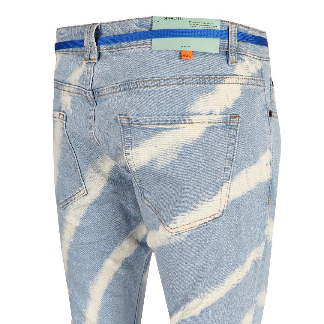 O.W Virgil Abloh Collection Quality Denim Label Jeans- Blue - Obeezi.com