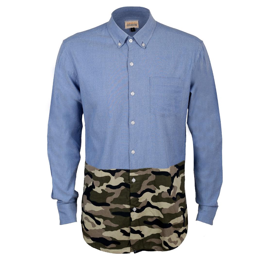 Obeezi Exquisite Half Camouflage Designed Shirt - Blue - Obeezi.com