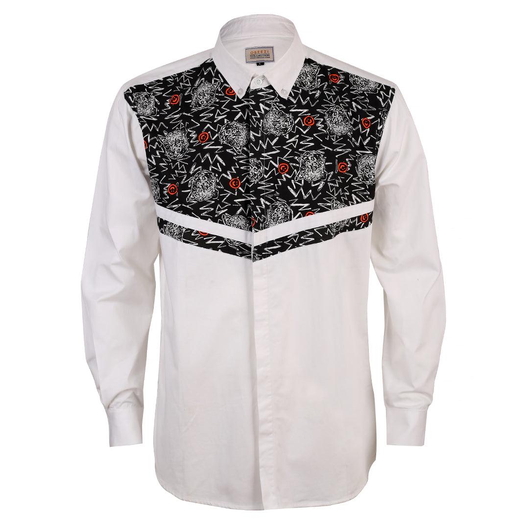 Obeezi Exquisite Patterned Designed White Shirt - Obeezi.com