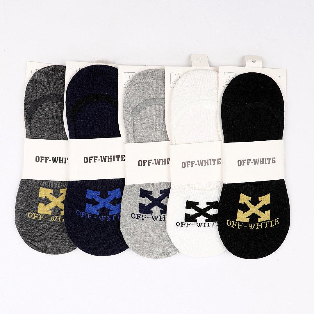 Off-White foot 5 In 1 Black Grey White Navy Blue Ash socks - Obeezi.com