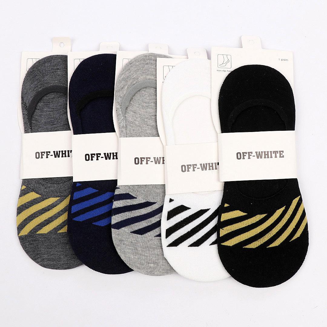 Off-White foot cover 5 In 1 Black Grey White Navy Blue Ash socks - Obeezi.com