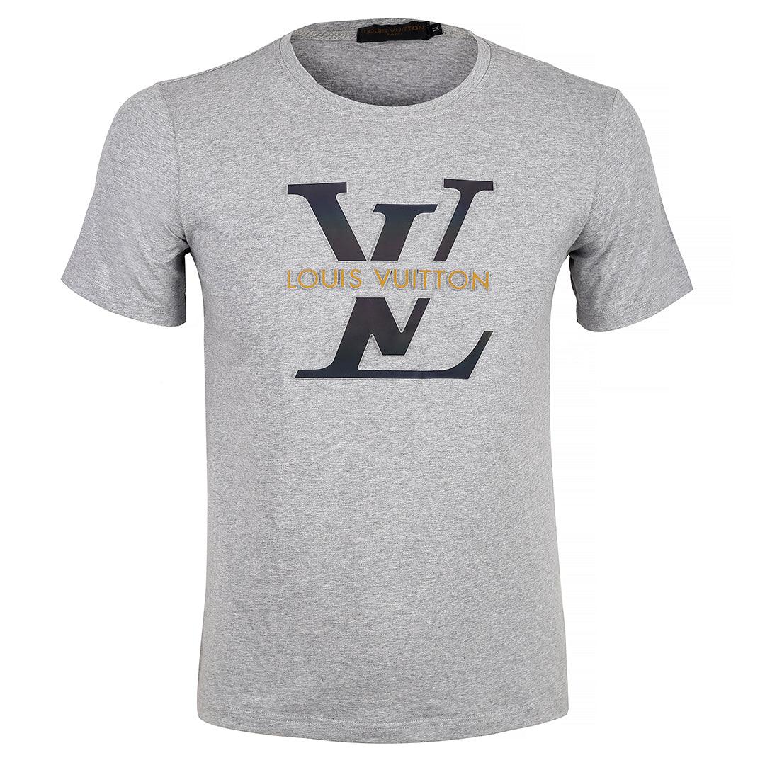 Original LV Round Neck T-Shirt- Ash - Obeezi.com