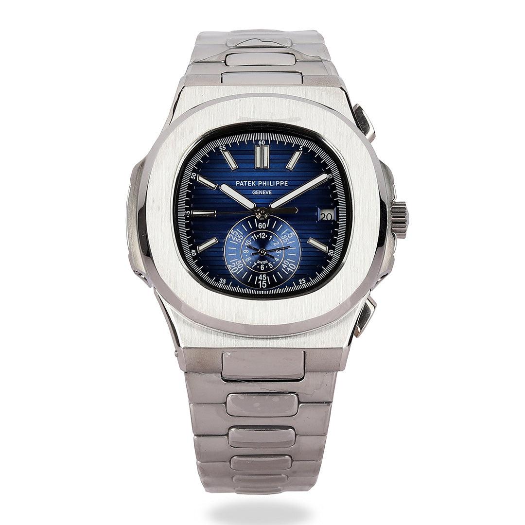 Patek Philippe Geneve Blue Face Stainless Steel Watch - Obeezi.com
