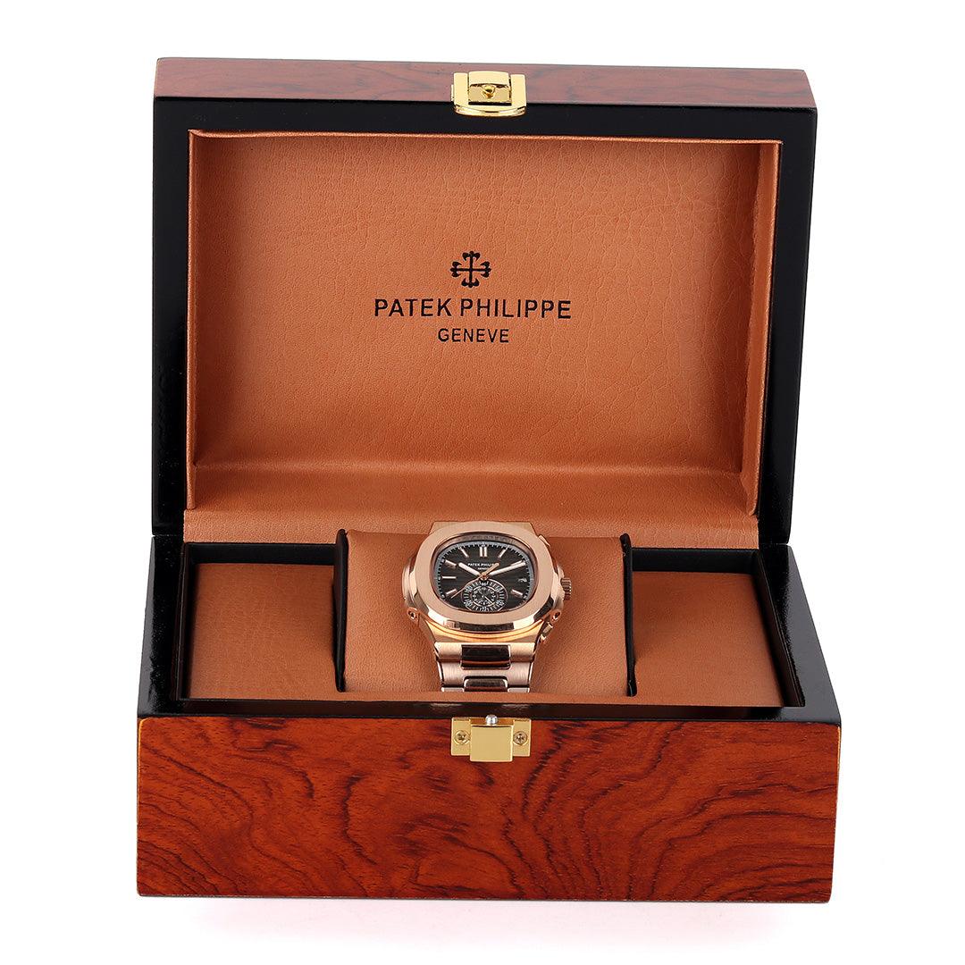 Patek Philippe Nautilus sapphire crystal back Rose Gold Watch - Obeezi.com