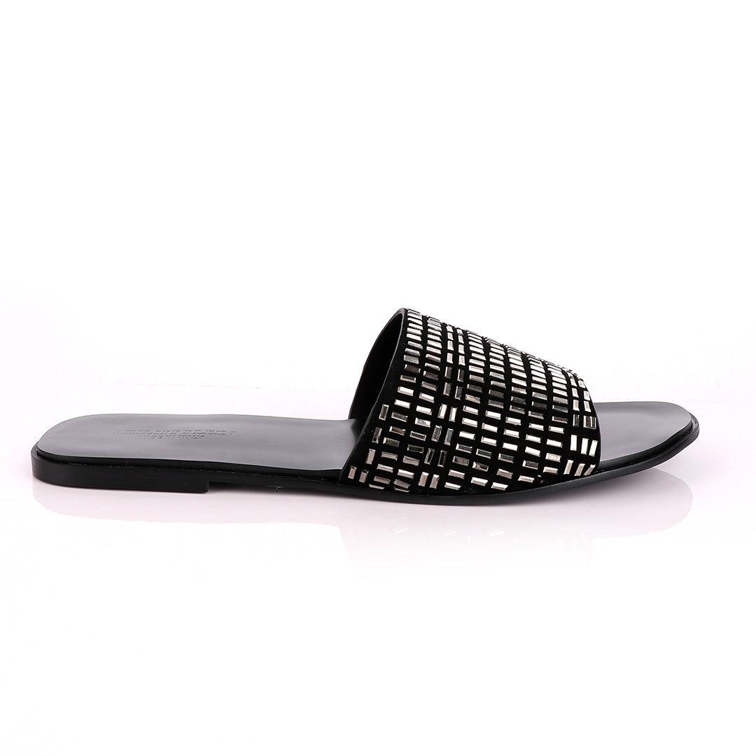 Philipp Plein Silver Swarovski Embellished Slide Sandals - Obeezi.com