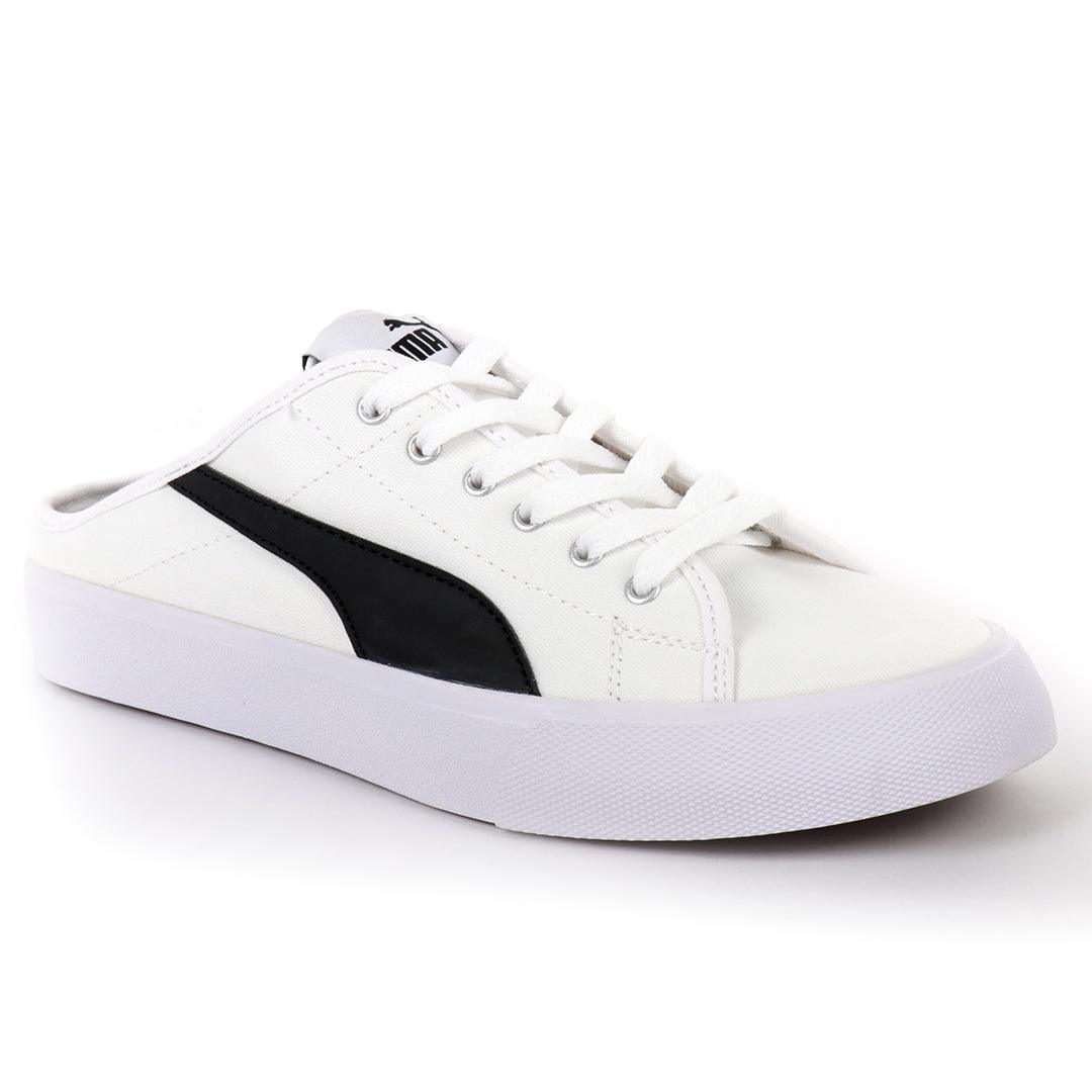 PM Bari Mule White And Black Sneakers - Obeezi.com
