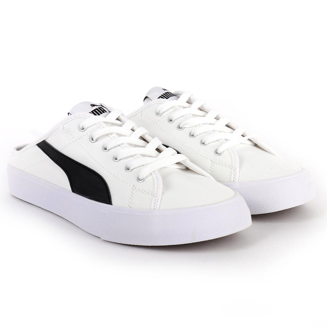 PM Bari Mule White And Black Sneakers - Obeezi.com