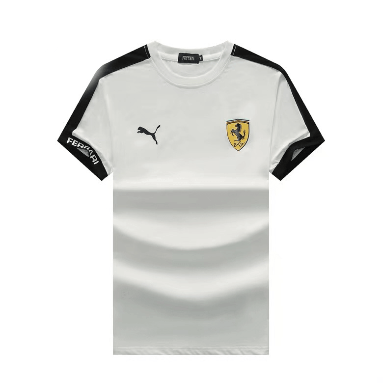 PM Scuderia FER Industry Lightweight Black Band And Side Logo T-Shirt- White - Obeezi.com