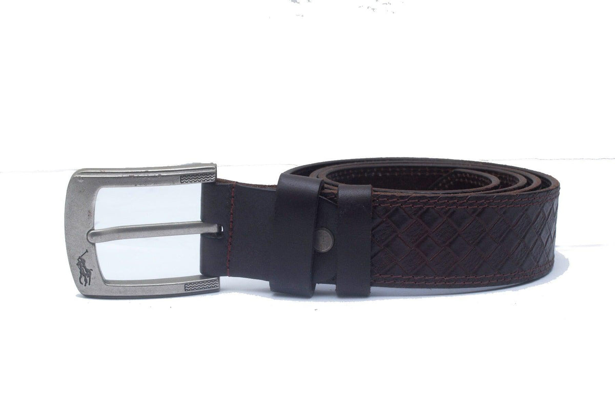 Polo Ralph Woven Design Black Leather Belt - Obeezi.com