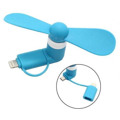 Portable Mini Fashion 2 In 1 Electric Air Cooler Fan For IPhone And Android Phone - Sky Blue - Obeezi.com