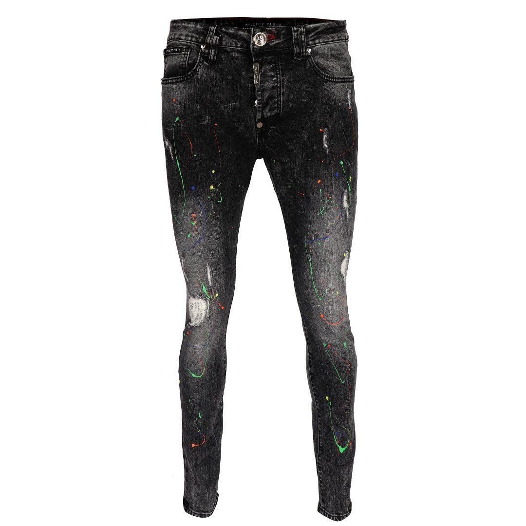 PP Men's Straight Cut Semi Ripped Jeans- Black - Obeezi.com