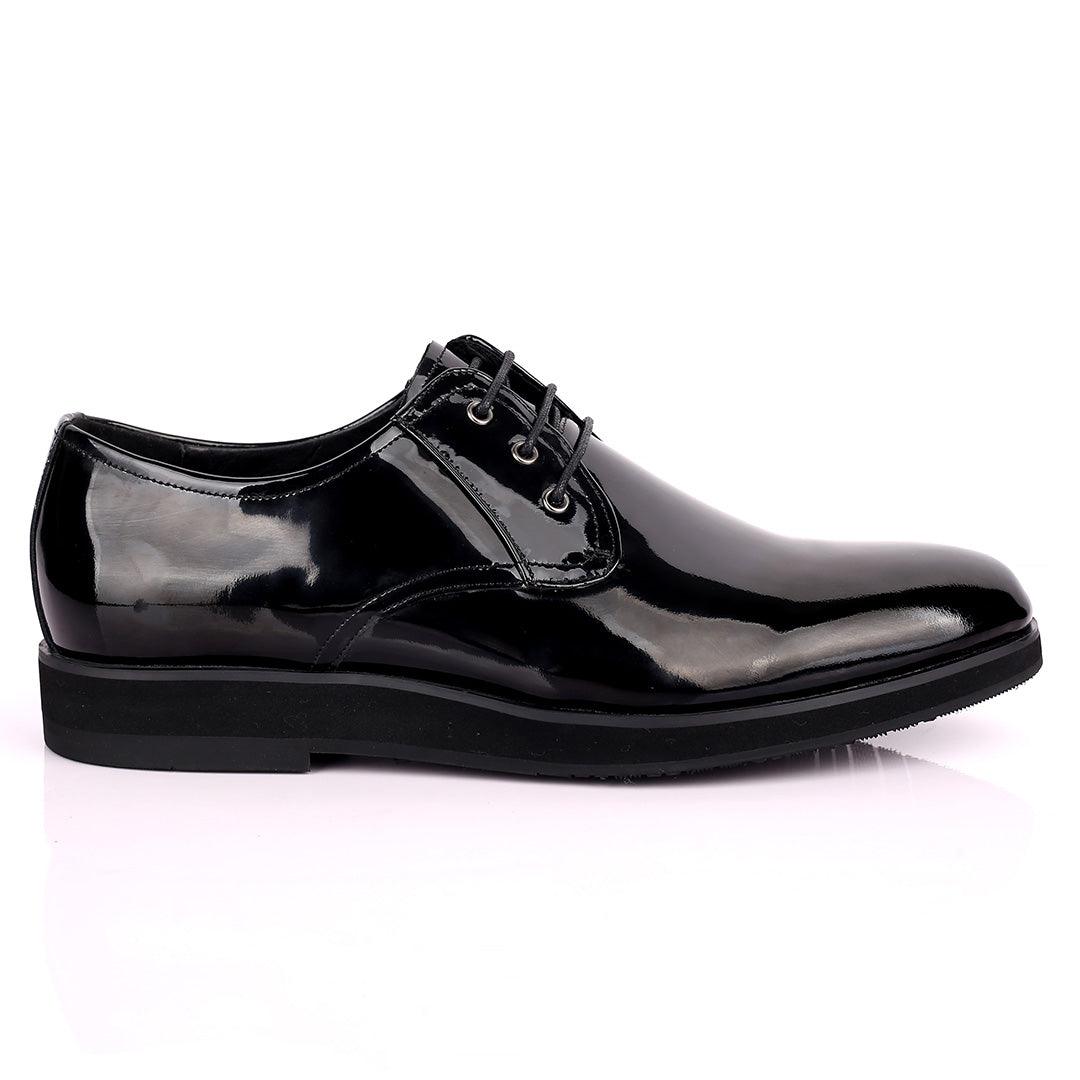 Prad Black Glossy Lace Up Men's Shoe - Obeezi.com