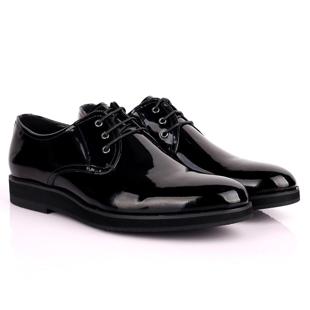 Prad Black Glossy Lace Up Men's Shoe - Obeezi.com