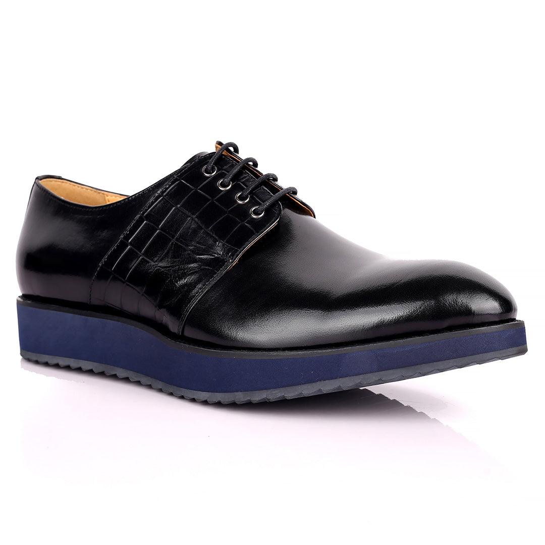 Prad Exquisite Lace Up Designed Black Leather Shoe - Obeezi.com