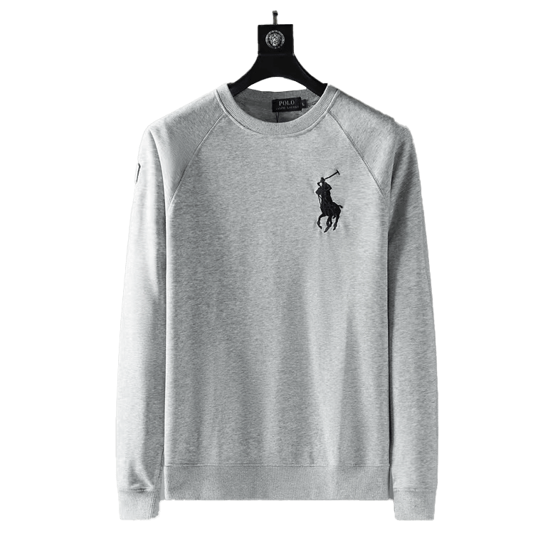 PRL Big Pony Designed Men's Round Neck Cotton Sweatshirt- Ash - Obeezi.com