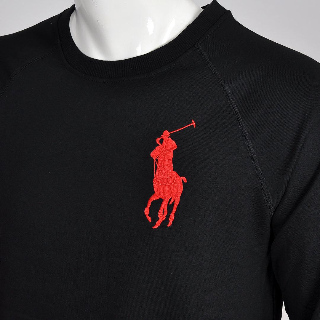 PRL Big Pony Designed Men's Round Neck Cotton Sweatshirt- Black - Obeezi.com