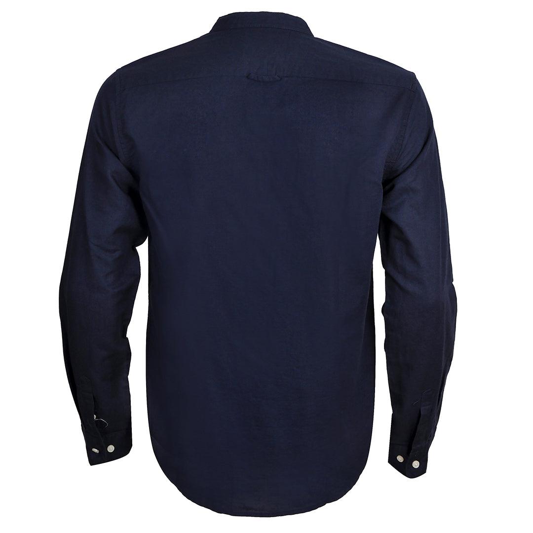 PRL Bishop Collar Button Down Men's Long Sleeve Shirt - Navy Blue - Obeezi.com