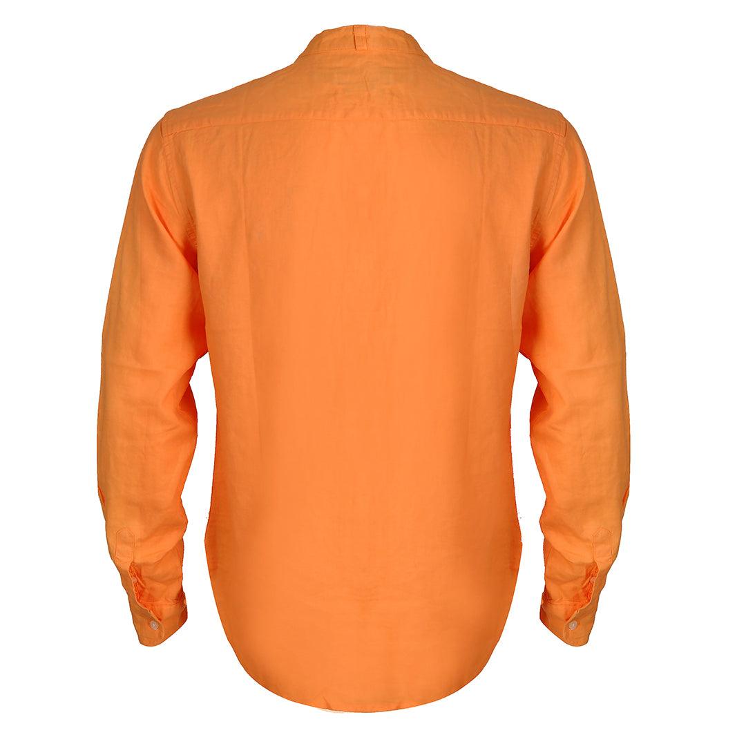 PRL Bishop Collar Button Down Men's Long Sleeve Shirt - Orange - Obeezi.com