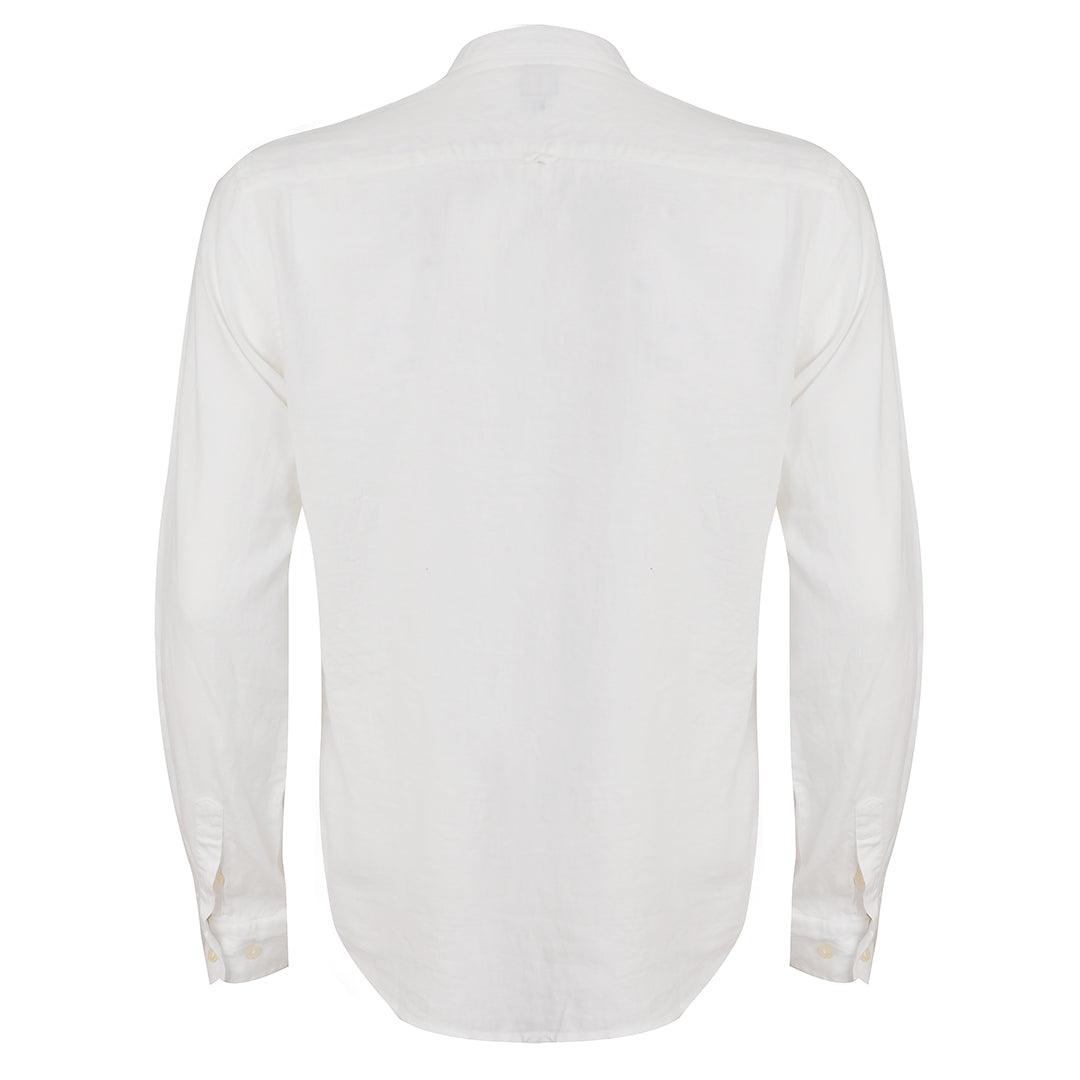 PRL Bishop Collar Button Down Men's Long Sleeve Shirt - White - Obeezi.com