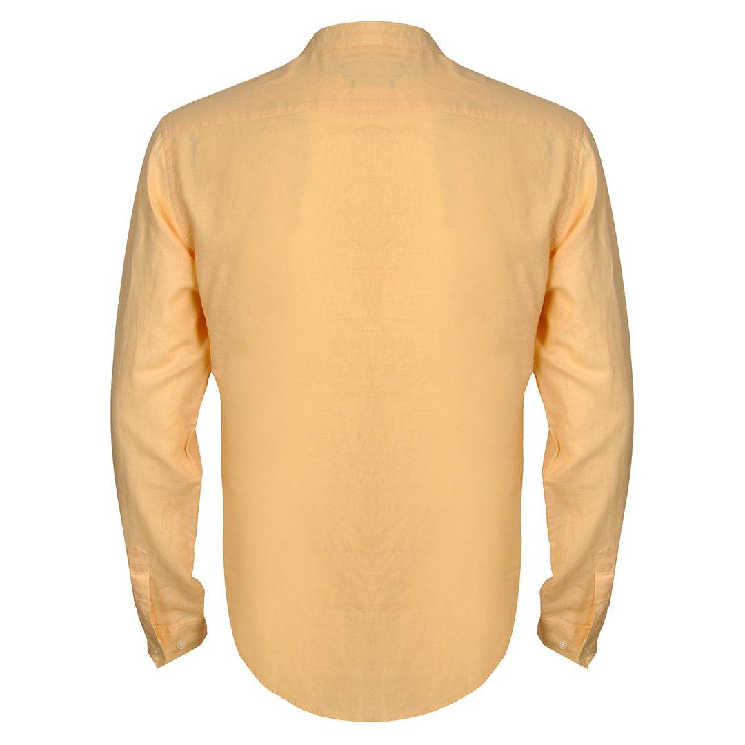 PRL Bishop Collar Button Down Men's Long Sleeve Shirt - Yellow - Obeezi.com