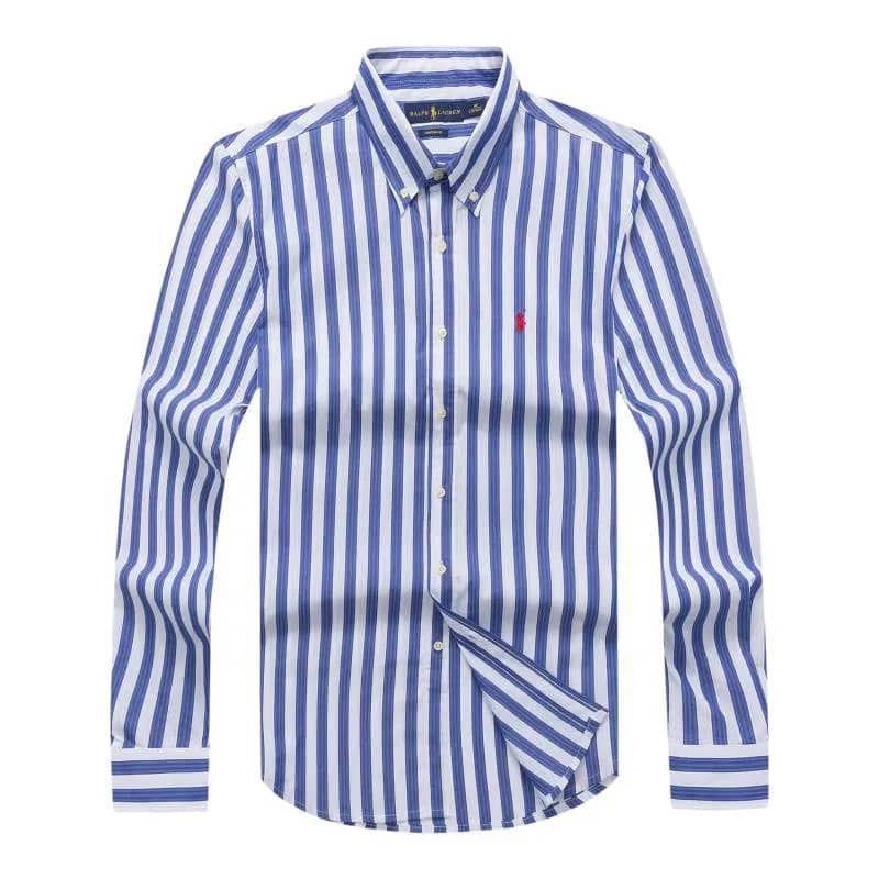 PRL Blue And White Stripped Designed Long Sleeve Shirt - Obeezi.com