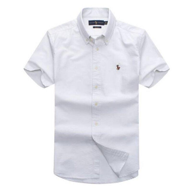 PRL Classic Button-Down Pony Logo Shortsleeve Shirt - White - Obeezi.com