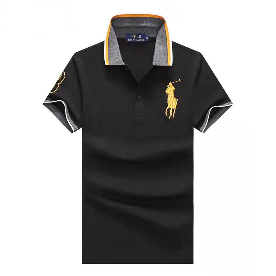PRL Custom Fit Horseman Logo Designed Polo Shirt - Black - Obeezi.com
