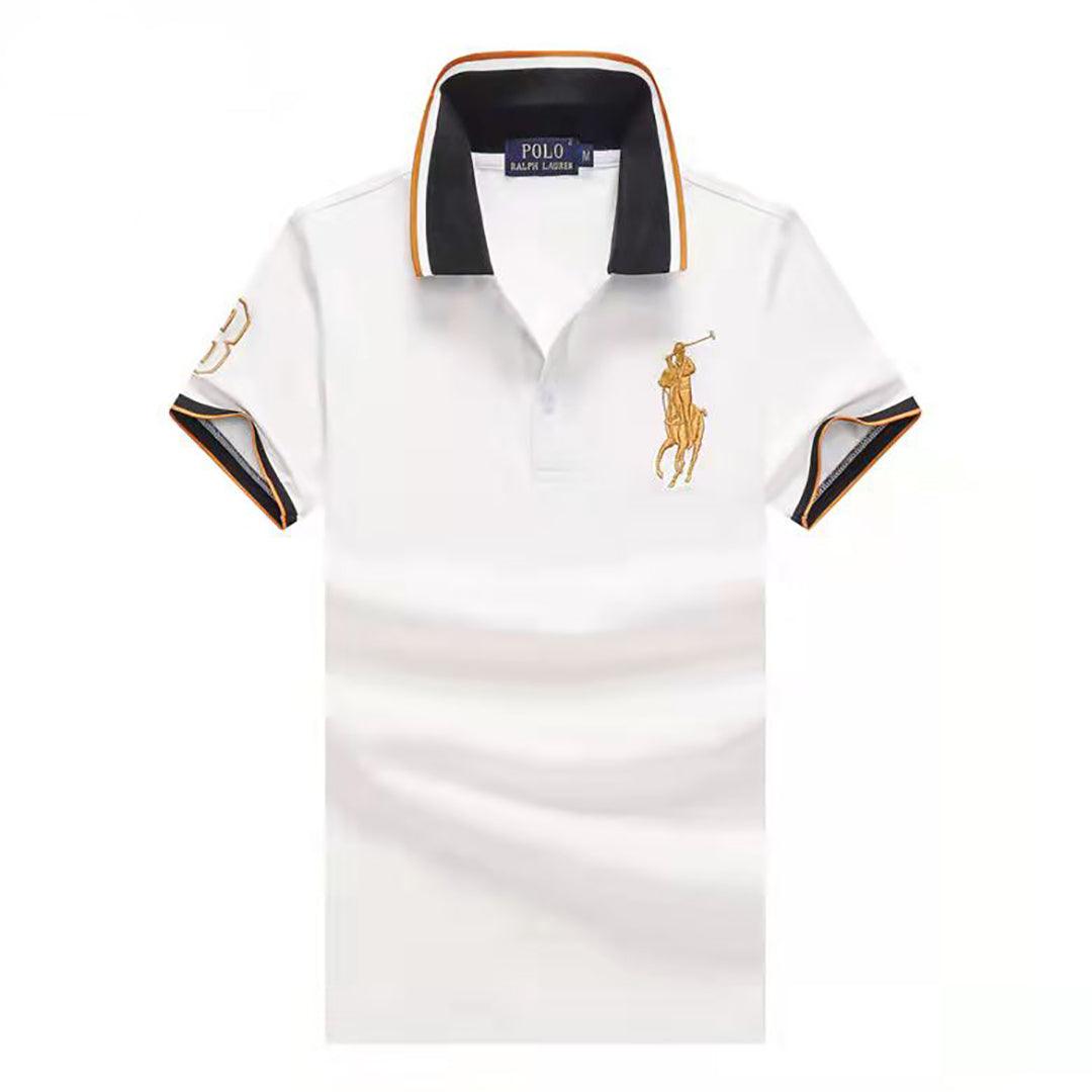 PRL Custom Fit Horseman Logo Designed Polo Shirt - White - Obeezi.com