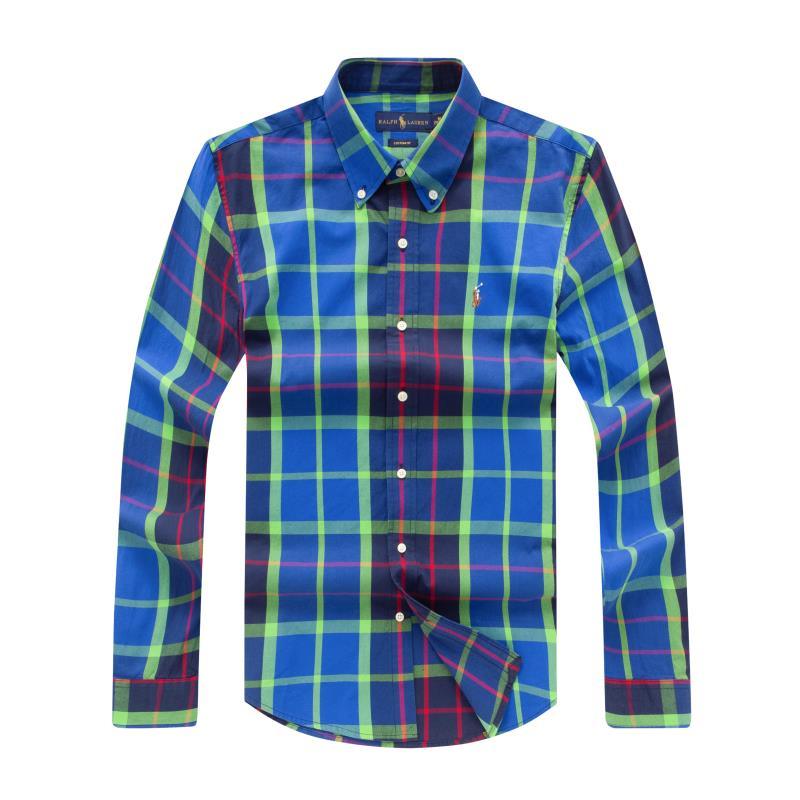 PRL Custom Fit Long Sleeve Button Down Oxford Shirt- Blue - Obeezi.com