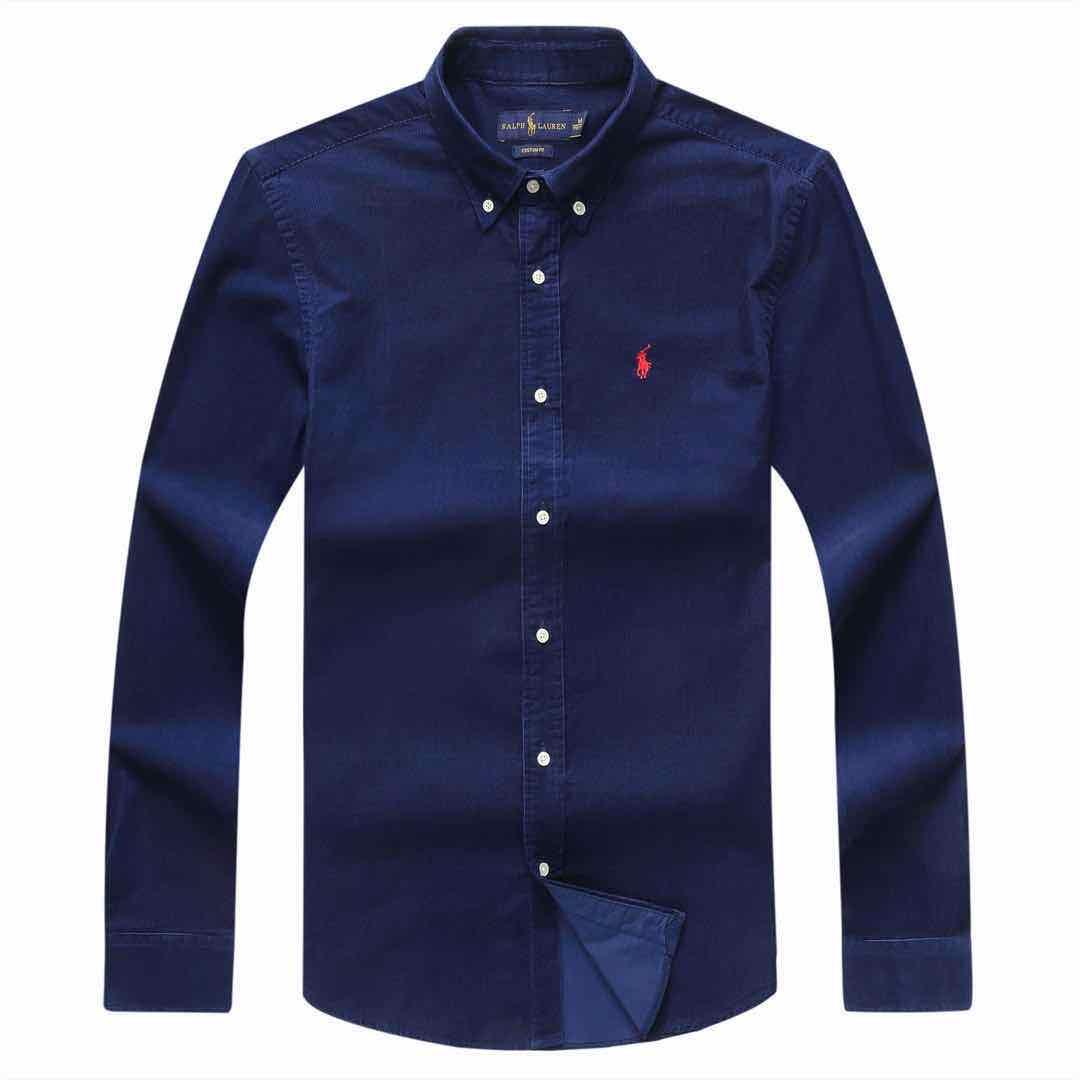 PRL Custom Fit Oxford NavyBlue Cotton Shirt - Obeezi.com