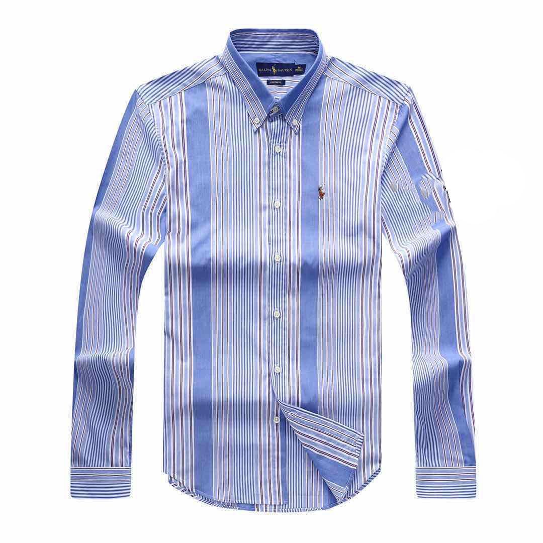 PRL Custom Fit Striped Shirt- Blue - Obeezi.com