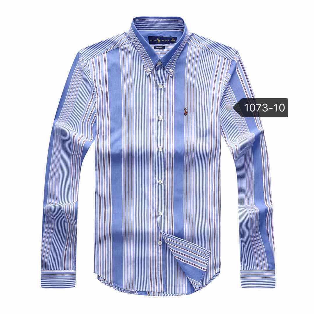 PRL Custom Fit Striped Shirt- Blue - Obeezi.com