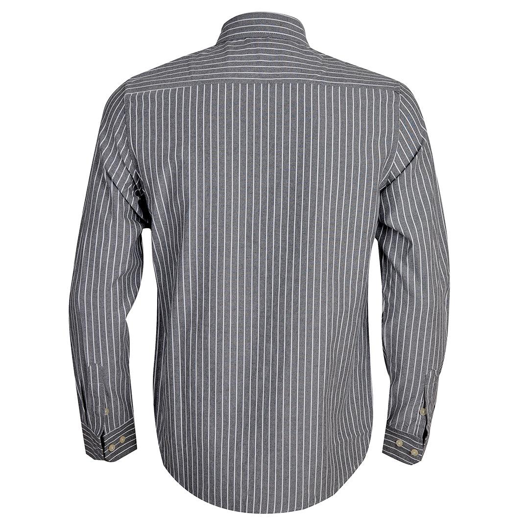 PRL Essential Men's Custom Fit Striped Long Sleeve Shirt- Ash - Obeezi.com