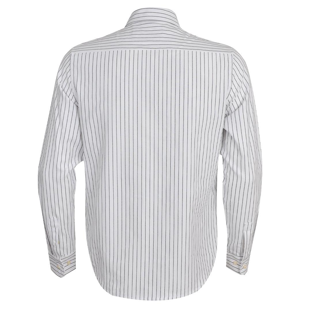PRL Essential Men's Custom Fit Striped Long Sleeve Shirt- White - Obeezi.com