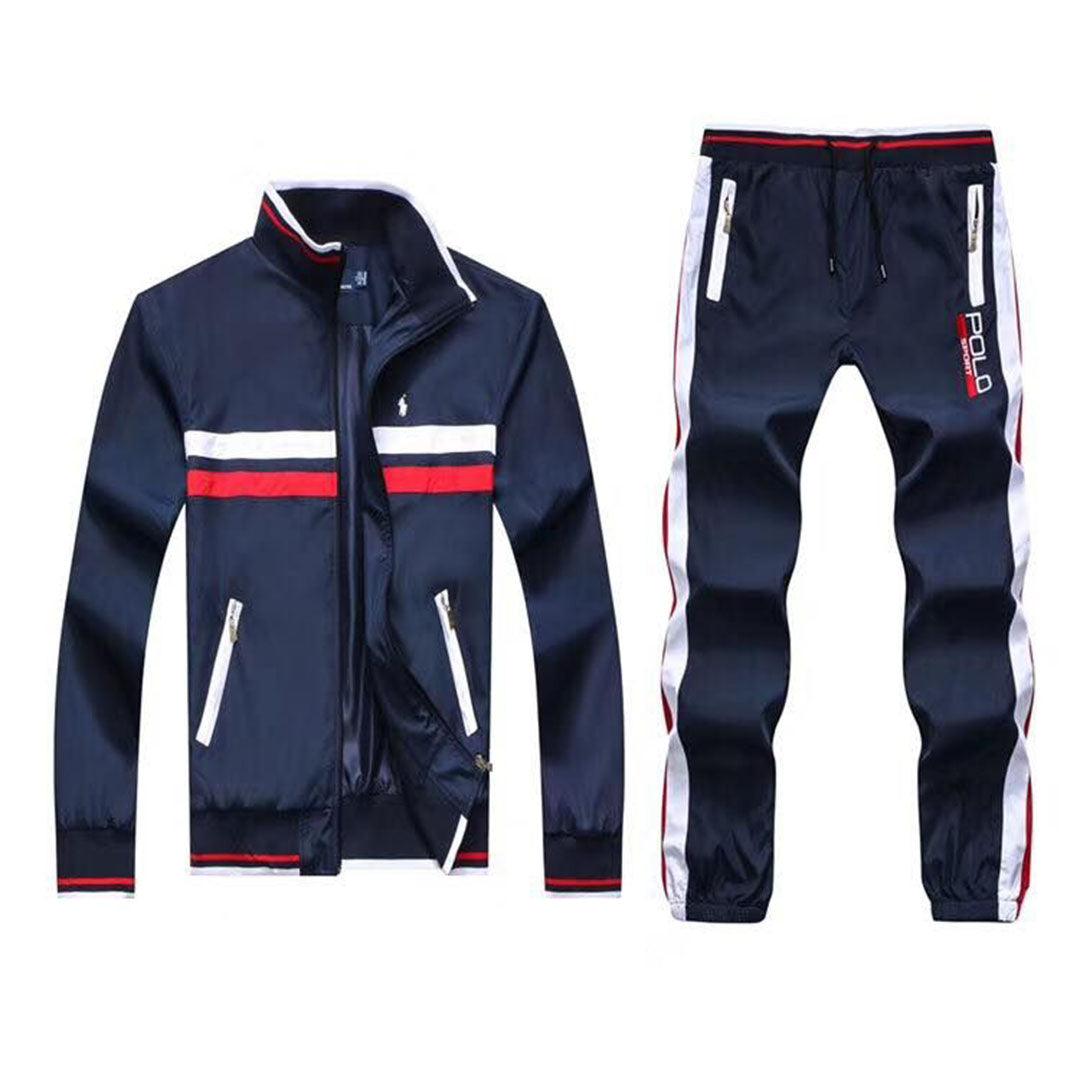 PRL Fashionable POLO Tailored Track Suit with Stripe- NavyBlue - Obeezi.com