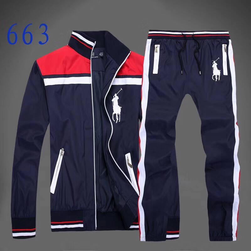 PRL Fashionable POLO Tailored Track Suit with Stripe- NavyBlue Red - Obeezi.com