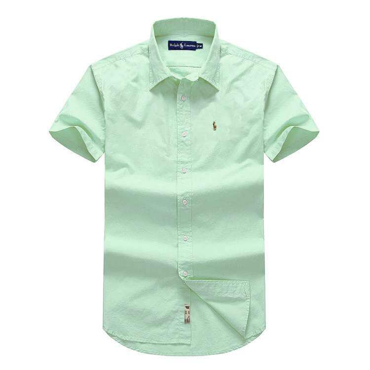 PRL Fit Oxford Button-Down Pony Logo Green Shortsleeve Shirt - Obeezi.com