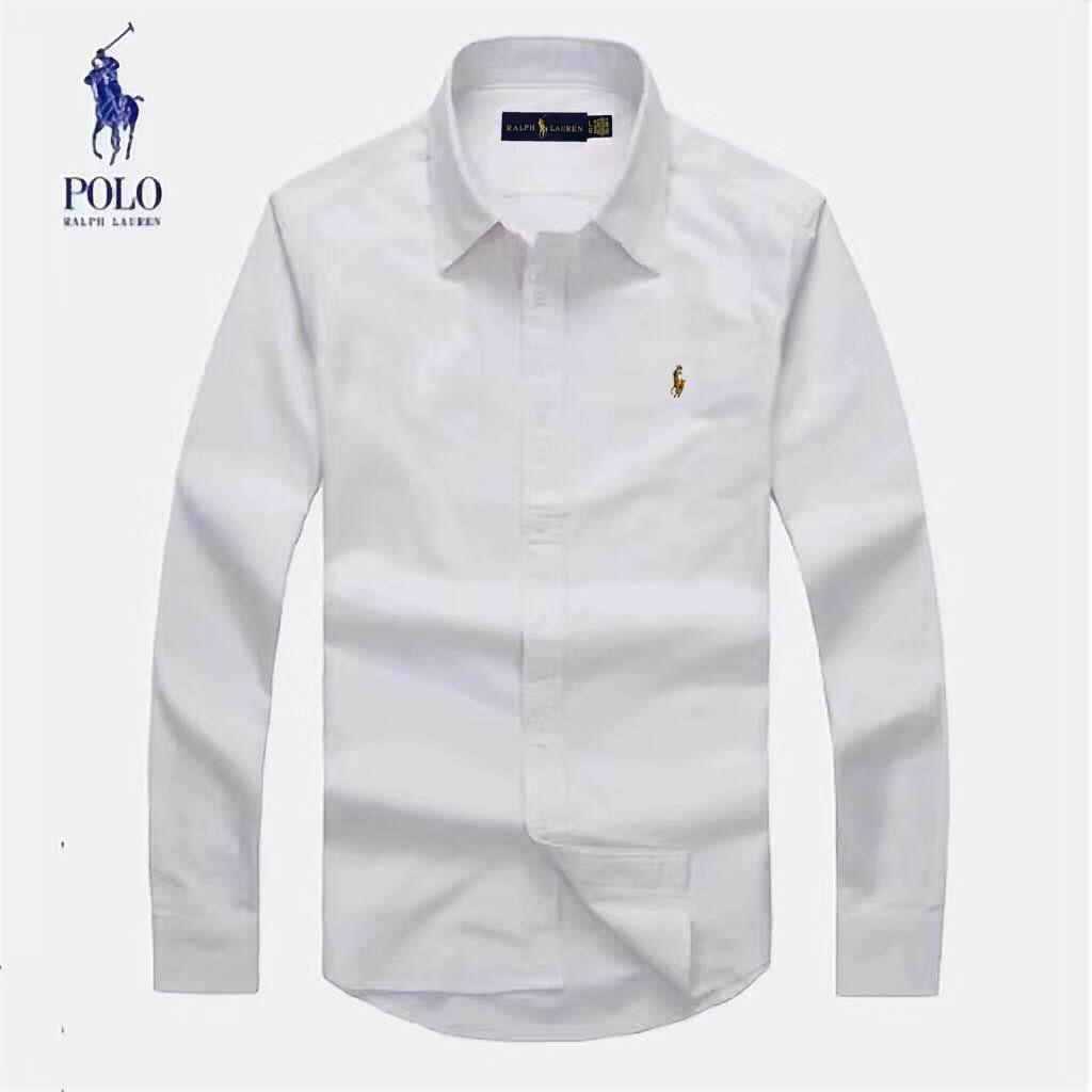 PRL Fit Oxford Button-Down Pony Logo White Longsleeve Shirt - - Obeezi.com