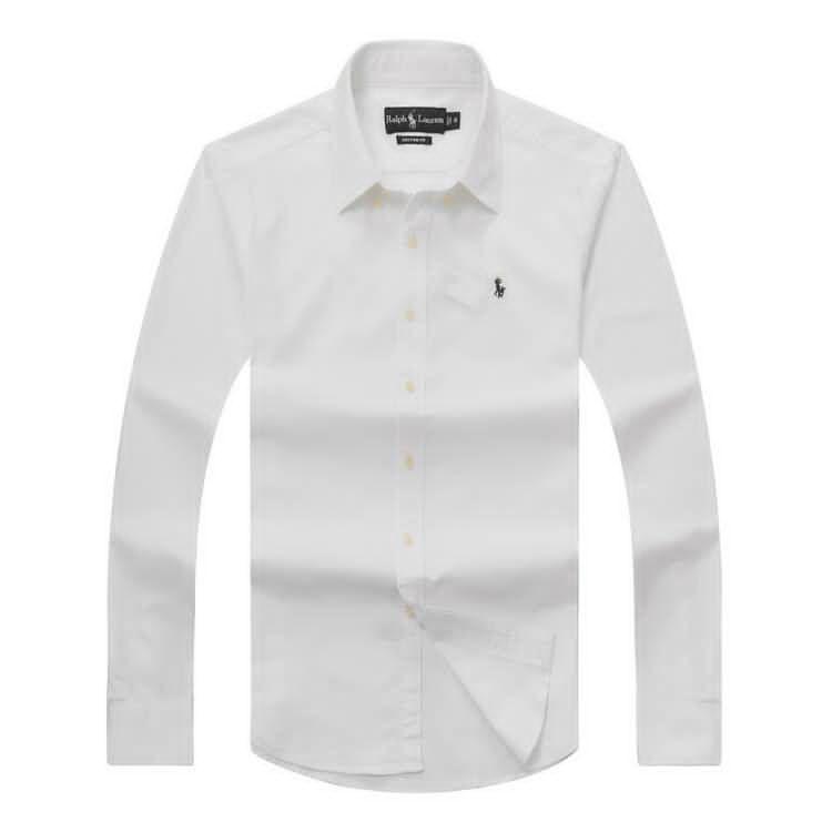 PRL Logo embroidered Button Down Chambray Shirt-White - Obeezi.com