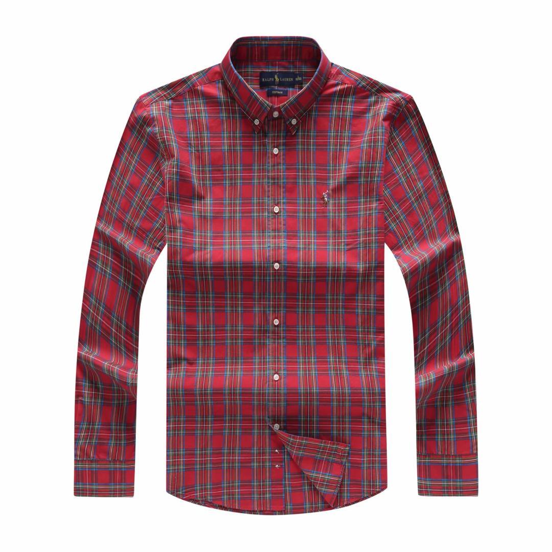 PRL Long sleeve Button-Down Crest Red Shirt - Obeezi.com