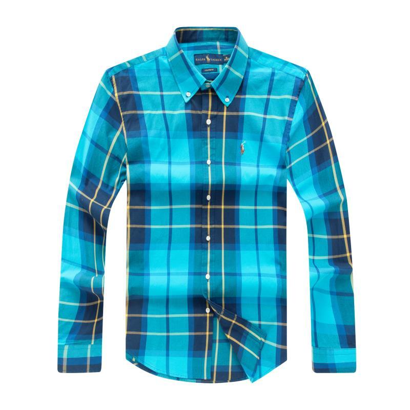 PRL Long sleeve Custom Made Designers Shirts For Men-Blue - Obeezi.com