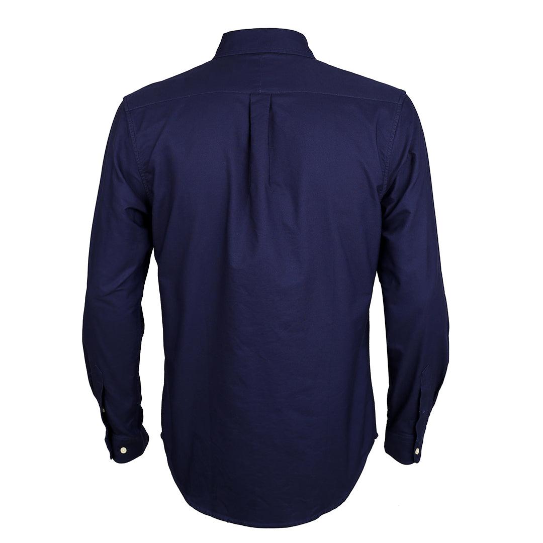 PRL Men's Cotton Bear Logo Embroidered Button Down Shirt - Blue - Obeezi.com