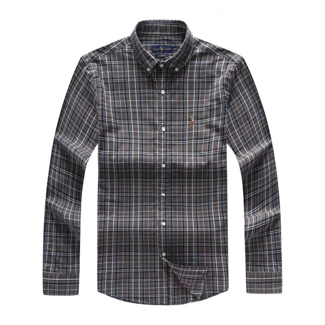 PRL Men's Custom Fit Long Sleeve Shirt-Gray - Obeezi.com