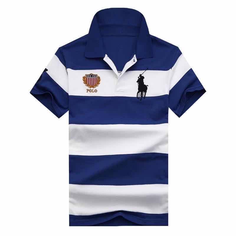 PRL Men's Striped Colour Cotton Polo Shirt-Blue - Obeezi.com