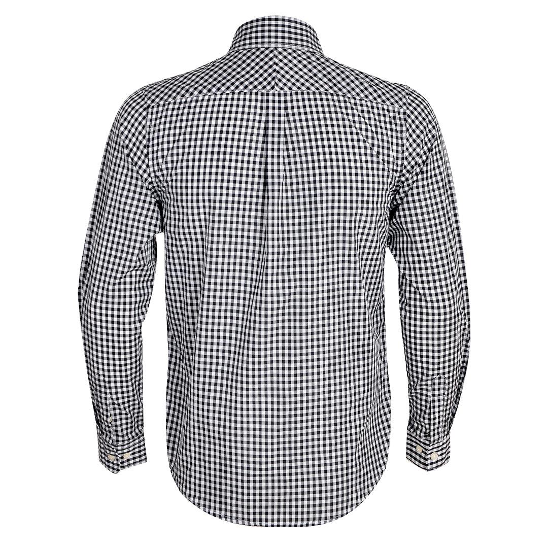 PRL Smart Light Weight Checkboard Button Down Long Sleeve Shirt- Black - Obeezi.com