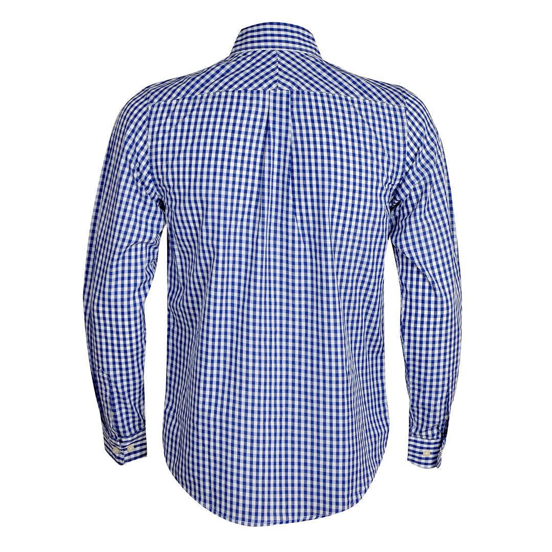 PRL Smart Light Weight Checkboard Button Down Long Sleeve Shirt- Blue - Obeezi.com