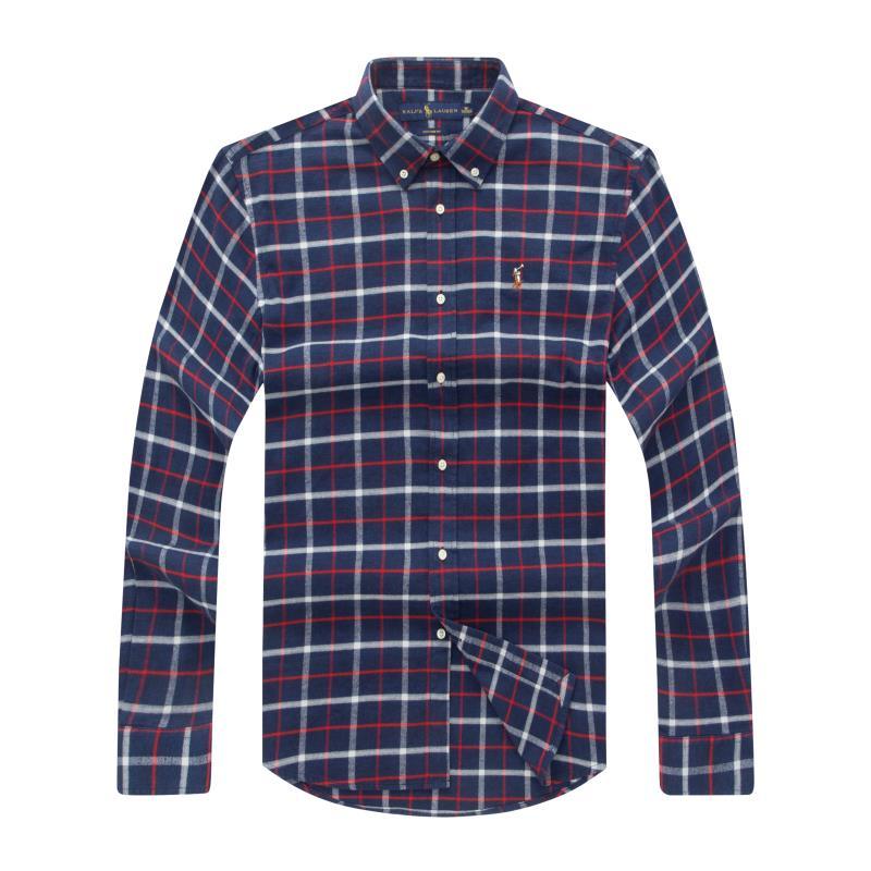 PRL The Iconic Oxford Long Sleeve Shirt-Navy Blue - Obeezi.com