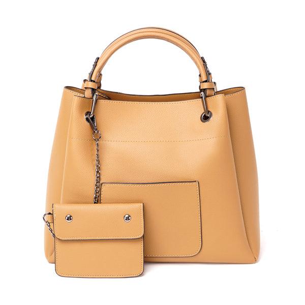Prolific Colourful 3 in 1 Genuine Leather Women Khaki Handbags - Obeezi.com