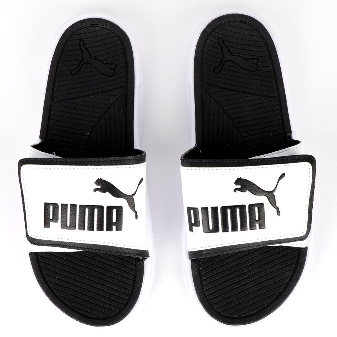 PU Royalcat Comfort Black and White Men's Slide - Obeezi.com