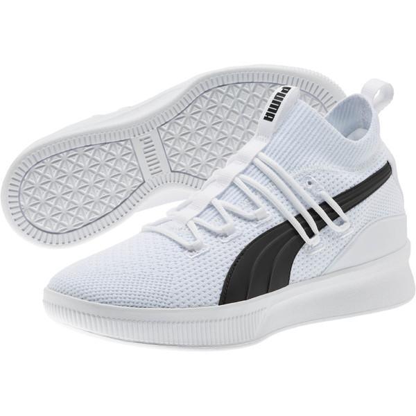 PUMA Clyde Court-Disrupt All White With Black logo Sneakers - Obeezi.com